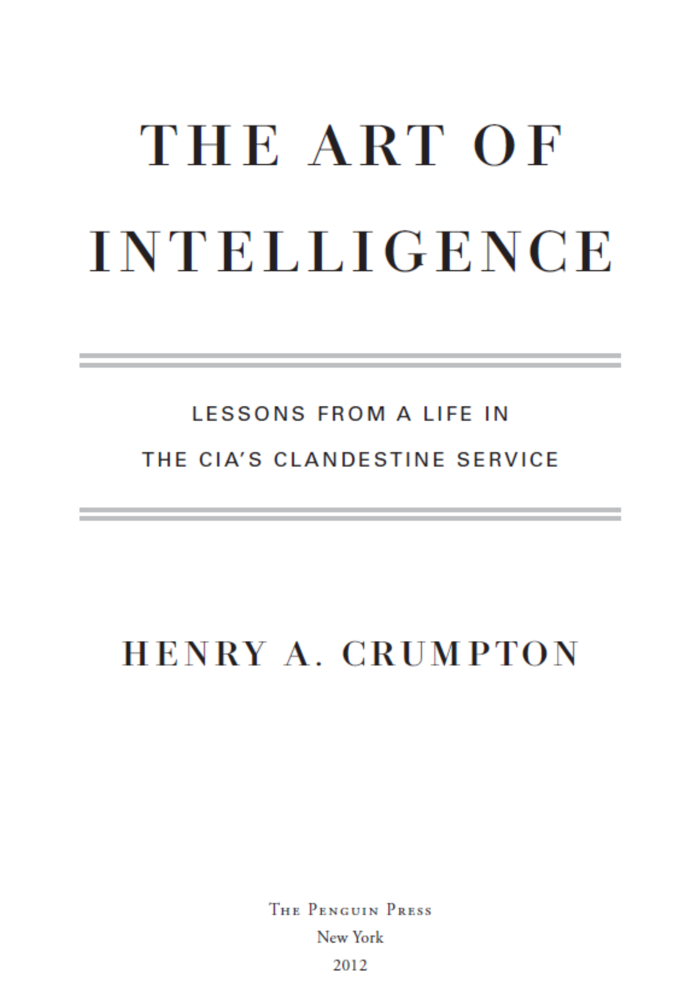 The Art of Intelligence